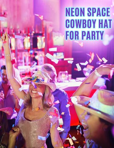 SHENYI 6 قطع قبعة راعية البقر الوردية مع 6 قطع نظارات شمسية على شكل قلب وردي، قبعة رعاة البقر الوردية اللامعة لحفلات الديسكو in Kuwait