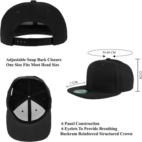 قبعات Gelante Snapback للرجال - قبعة بيسبول ذات حافة مسطحة - سادة فارغة وقابلة للتعديل in Kuwait