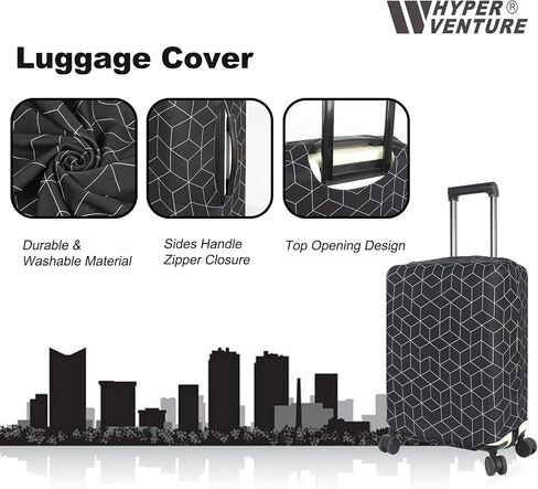 غطاء أمتعة قابل للغسل من HYPER VENTURE - واقي حقيبة أنيق يناسب الأمتعة مقاس 31-32 بوصة (Black Maze، XL) in Kuwait