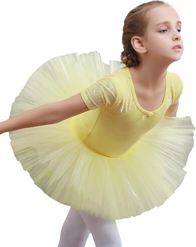BoxMemory Girls Ballet Leotards Short Sleeve Dance Camisole Dress Skirted Ballerina Outfits(Toddler/Little Girl/Big Girl) in Saudi Arabia