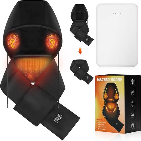 Kercky Heated Scarf Electric Heating Warmer with 5000mAh Rechargeable Battery for Women Men, Heating Pad with Hidden Hooded in Saudi Arabia