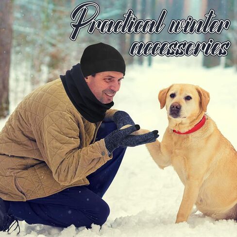 12 Pieces Winter Beanie Hats Scarf Gloves Set Include 4 Pieces Warm Knit Hat 4 Pairs Touchscreen Gloves 4 Pieces Neck Warmer Unisex for Men in Saudi Arabia