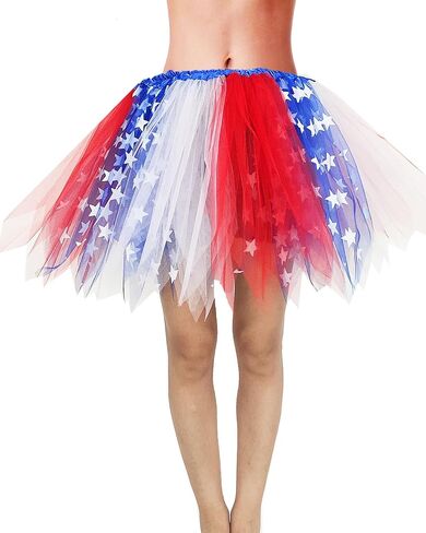 DMLBC Red White Blue Star Tutu Skirt for Women American Flag Tutu Skirt Adult USA Patriotic Tutu Costume Party Accessories in Kuwait