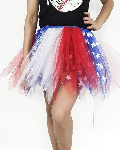 DMLBC Red White Blue Star Tutu Skirt for Women American Flag Tutu Skirt Adult USA Patriotic Tutu Costume Party Accessories in Kuwait