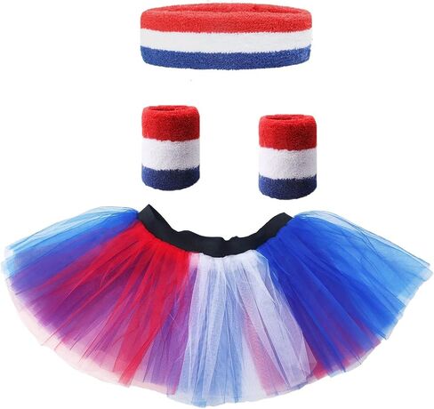 Danballto Women 80s Tutu Sweatband Headband Wristbands Set for Sports Running Costume Accessories in Saudi Arabia