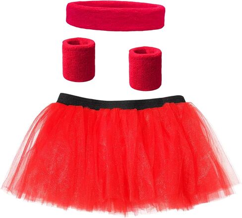 Danballto Women 80s Tutu Sweatband Headband Wristbands Set for Sports Running Costume Accessories in Saudi Arabia