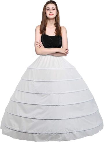 Besteamer Women's 6 Hoop Skirt Petticoat for Women Party Wedding Crinoline Slip Underskirt in Saudi Arabia