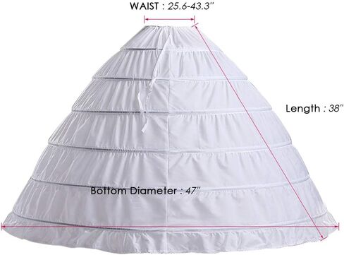 Besteamer Women's 6 Hoop Skirt Petticoat for Women Party Wedding Crinoline Slip Underskirt in Saudi Arabia