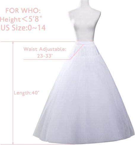 HUBORLOVES 6 Layers Petticoats for Women Hoopless Petticoat Crinoline Underskirt Skirt Floor Length Ball Gown Slips for Wedding Dress in Kuwait