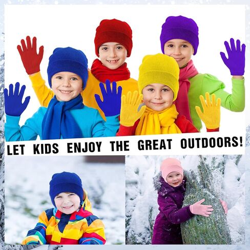 Liitrsh 24 Set Kids Winter Knitted Beanie Hats Gloves and Socks Bulk Beanie Hats Gloves Socks for Boys Girls Children Gift in Saudi Arabia