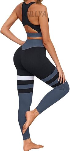 GILLYA Workout Sets for Women 2 Piece Matching Workout Sets Yoga Outfit Gym Sets 2 Piece Yoga Leggings Set in Kuwait