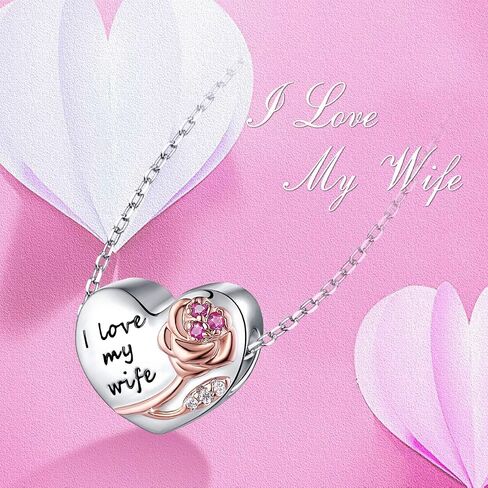 925 Sterling Silver Heart Love with 3D Rose Flower Charms Beads for Bracelets Necklaces Wedding Valentine's Day Mother's Day Christmas Gift Jewelry for Wife Mom Sister Family Best Friends in Saudi Arabia