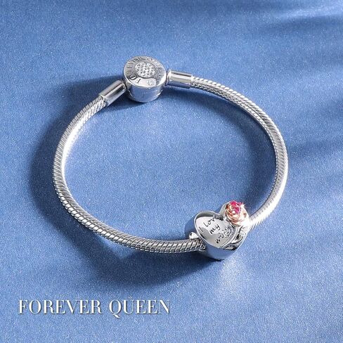 925 Sterling Silver Heart Love with 3D Rose Flower Charms Beads for Bracelets Necklaces Wedding Valentine's Day Mother's Day Christmas Gift Jewelry for Wife Mom Sister Family Best Friends in Saudi Arabia
