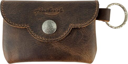 Heather's, Envelope Keychain Handmade from Full Grain Leather - Bag for Coins, Change, Headphones, Snap Closure, Small Personal Items - Bourbon Brown in Saudi Arabia