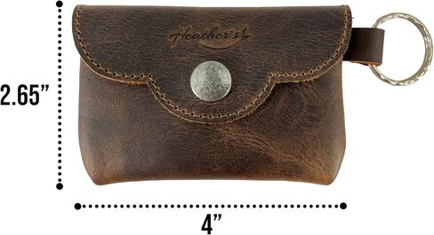 Heather's, Envelope Keychain Handmade from Full Grain Leather - Bag for Coins, Change, Headphones, Snap Closure, Small Personal Items - Bourbon Brown in Saudi Arabia