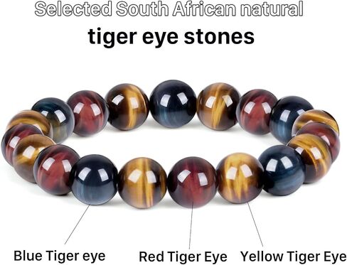Enjoy Risingsun Tiger Eye Bracelet,Relax Anxiety Crystal Beaded Triple Protection Jewelry Bead Stone Chakra Gemstones Bracelets for women men in Saudi Arabia