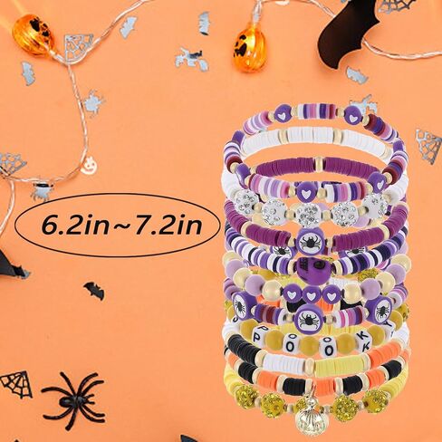 𝐇𝐞𝐢𝐬𝐡𝐢 𝐁𝐞𝐚𝐝𝐞𝐝 𝐒𝐭𝐫𝐞𝐭𝐜𝐡 𝐁𝐫𝐚𝐜𝐞𝐥𝐞𝐭𝐬 for Women Teen Girls St.Patrick's Day Valentine's Day Christmas Breast Cancer Bracelets Stackable Polymer Clay Beads Bracelets Friendship Boho Bracelets Jewelry Set in Kuwait