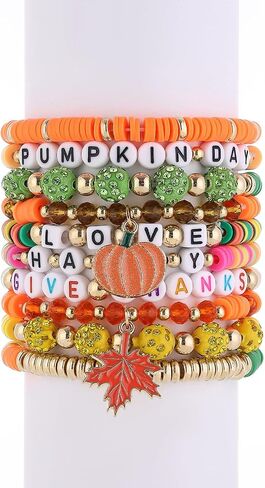 𝐇𝐞𝐢𝐬𝐡𝐢 𝐁𝐞𝐚𝐝𝐞𝐝 𝐒𝐭𝐫𝐞𝐭𝐜𝐡 𝐁𝐫𝐚𝐜𝐞𝐥𝐞𝐭𝐬 for Women Teen Girls St.Patrick's Day Valentine's Day Christmas Breast Cancer Bracelets Stackable Polymer Clay Beads Bracelets Friendship Boho Bracelets Jewelry Set in Kuwait