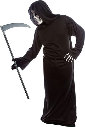 Zhanmai 3 Pcs Halloween Grim Reaper Costume Accessory Set Including Grim Reaper Scythe, Grim Reaper Face Mask and Men's Skeleton Gloves for Halloween Cosplay Party Favor Decorations Supplies in Saudi Arabia