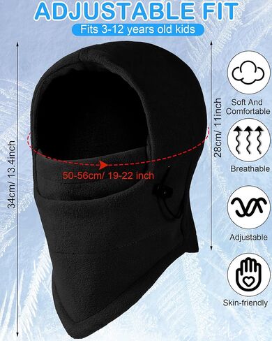 6 Pcs Boys Winter Hat Kids Balaclava Hat Kids Winter Windproof Hat Thick Fleece Winter Ski Mask Adjustable Children Heavyweight Balaclava with Drawstring for Boys Girls Unisex in Saudi Arabia