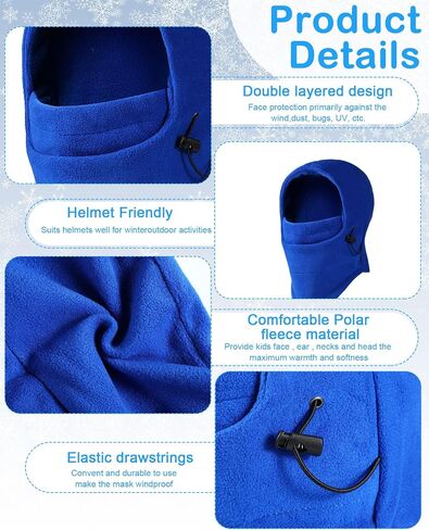 6 Pcs Boys Winter Hat Kids Balaclava Hat Kids Winter Windproof Hat Thick Fleece Winter Ski Mask Adjustable Children Heavyweight Balaclava with Drawstring for Boys Girls Unisex in Saudi Arabia