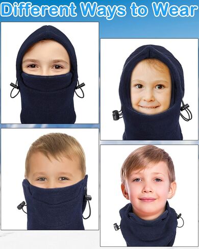 6 Pcs Boys Winter Hat Kids Balaclava Hat Kids Winter Windproof Hat Thick Fleece Winter Ski Mask Adjustable Children Heavyweight Balaclava with Drawstring for Boys Girls Unisex in Saudi Arabia