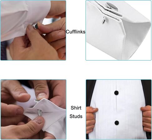 Yolev Mens Cufflinks and Studs Set Tuxedo Shirts Cuff links Black Onyx Cufflinks for Men, Classic Tuxedo Buttons Match for Business Wedding Formal Suit in Saudi Arabia