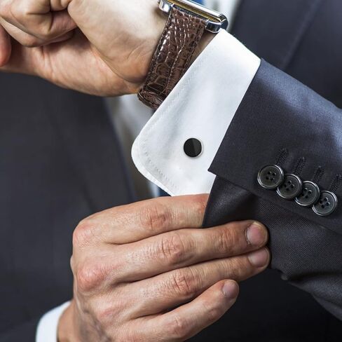 Yolev Mens Cufflinks and Studs Set Tuxedo Shirts Cuff links Black Onyx Cufflinks for Men, Classic Tuxedo Buttons Match for Business Wedding Formal Suit in Saudi Arabia