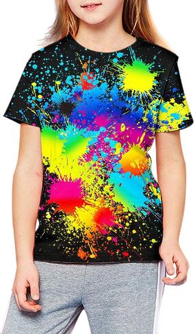 LAIDIPAS Boys Girls 3D Graphic Shirts Cool Crewneck T-Shirt Unisex Short Sleeve Top Tees 6-16 Years in Kuwait