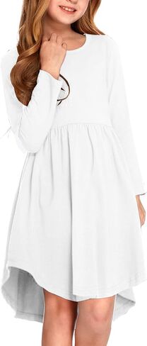 فستان Arshiner Girl بأكمام طويلة على شكل حرف A متزلج كاجوال in Kuwait