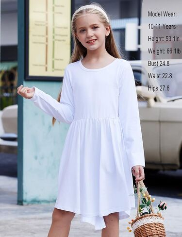 فستان Arshiner Girl بأكمام طويلة على شكل حرف A متزلج كاجوال in Kuwait