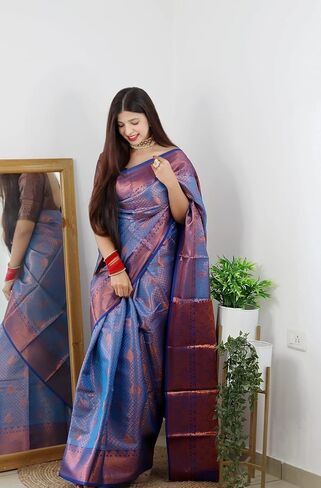 ساري كانجيفارام حريري ناعم للنساء مع بلوزة SGF11 in Kuwait