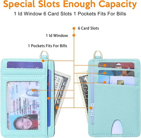 Badiya Slim Minimalist Front Pocket Wallet RFID Blocking Credit Card Holder Compact Card Case with ID Window for Women & Men in Kuwait