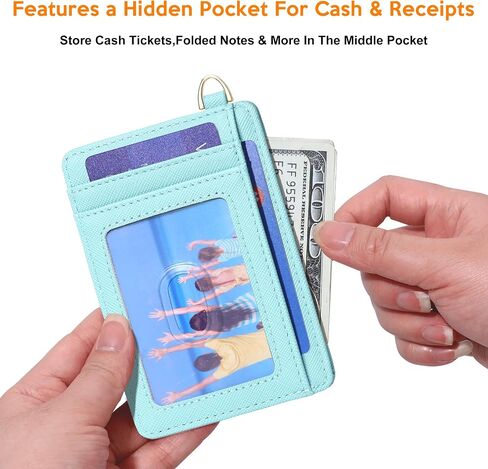 Badiya Slim Minimalist Front Pocket Wallet RFID Blocking Credit Card Holder Compact Card Case with ID Window for Women & Men in Kuwait