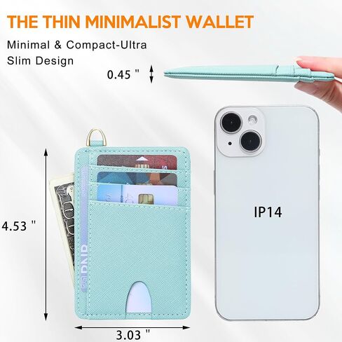 Badiya Slim Minimalist Front Pocket Wallet RFID Blocking Credit Card Holder Compact Card Case with ID Window for Women & Men in Kuwait