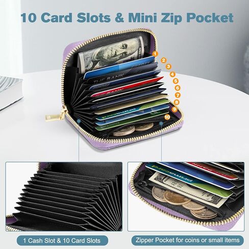 حامل بطاقات الائتمان Fintie RFID، محفظة بطاقات جلدية صغيرة مع جيب للعملات المعدنية بسحاب للنساء (رخام أرجواني) in Saudi Arabia