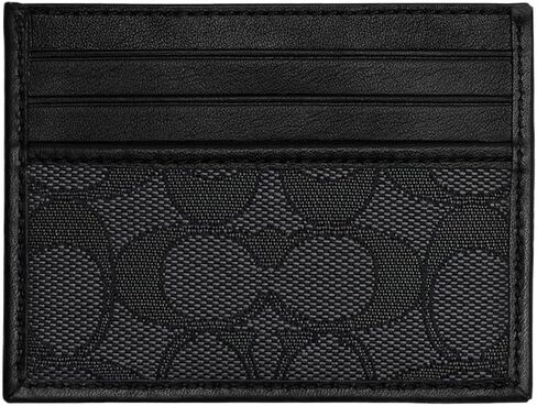 Coach Womens Refined Card Case in Signature Jacquard, Charcoal/Black in Saudi Arabia