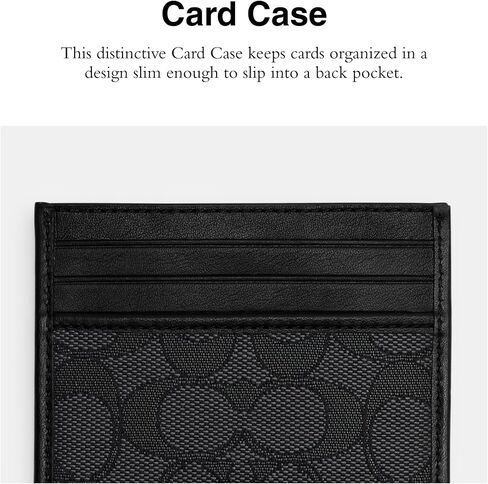 Coach Womens Refined Card Case in Signature Jacquard, Charcoal/Black in Saudi Arabia