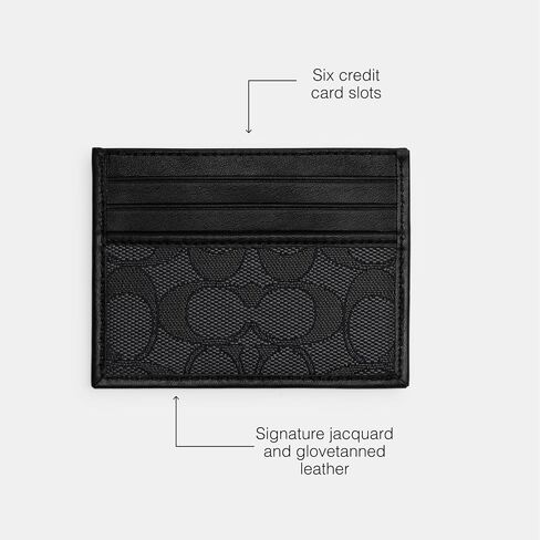 Coach Womens Refined Card Case in Signature Jacquard, Charcoal/Black in Saudi Arabia