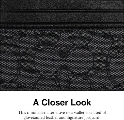 Coach Womens Refined Card Case in Signature Jacquard, Charcoal/Black in Saudi Arabia