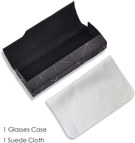 generies Absmarter Hard Shell Eyeglasses Case Unisex Glasses Holder Clamshell Case Portable Spectacles Reading Glasses Case Leather for Men Women (Black), Medium in Kuwait