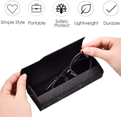 generies Absmarter Hard Shell Eyeglasses Case Unisex Glasses Holder Clamshell Case Portable Spectacles Reading Glasses Case Leather for Men Women (Black), Medium in Kuwait