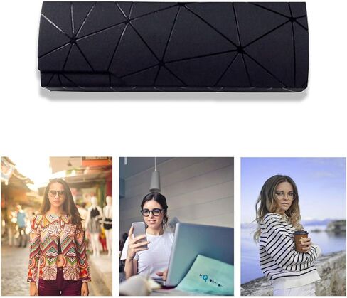 generies Absmarter Hard Shell Eyeglasses Case Unisex Glasses Holder Clamshell Case Portable Spectacles Reading Glasses Case Leather for Men Women (Black), Medium in Kuwait