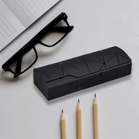 generies Absmarter Hard Shell Eyeglasses Case Unisex Glasses Holder Clamshell Case Portable Spectacles Reading Glasses Case Leather for Men Women (Black), Medium in Kuwait