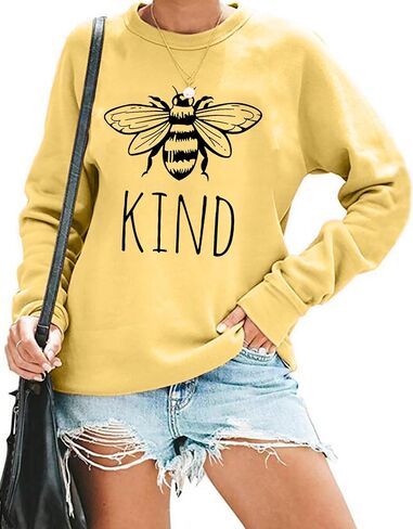 تي شيرت KIMSOONG Bee Kind تي شيرت Be kind سويت شيرت نسائي مضحك ملهم وخفيف الوزن in Kuwait