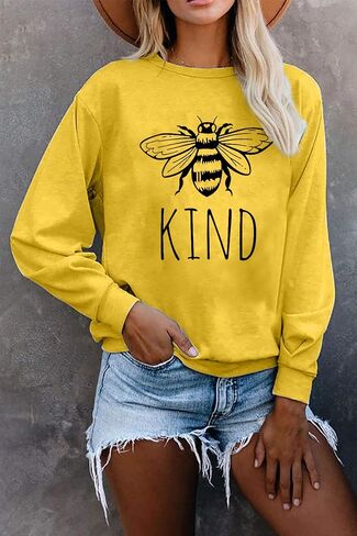 تي شيرت KIMSOONG Bee Kind تي شيرت Be kind سويت شيرت نسائي مضحك ملهم وخفيف الوزن in Kuwait