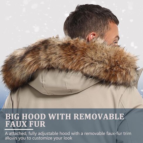 سترة رجالي من Molemsx للشتاء الدافئ من ريش البط سترة منتفخة مع غطاء للرأس من الفرو الصناعي XS-3XL in Kuwait