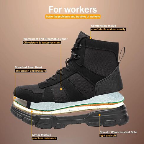 ARCHINSERT Safety Shoes for Men Women Outdoor Protection Steel Toe Shoes Waterproof Non Slip Resistance Construction Boots in Saudi Arabia
