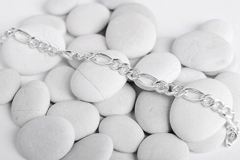 Italian Silver Bracelet Figaro Chain Links 5mm 925 Sterling | Women Teen Girls/Men | Hollow/Ultra Light/Trendy | UNIQUE PATENTED PROTECTIVE TREATMENT-NO BLACK OXIDATION | 4 Different Sizes | Lobster Clasp | Gift Box | Made in Italy | Tiramisu Jewelry in Kuwait