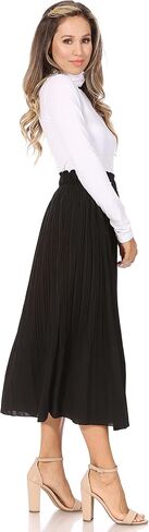 Pleated Midi Skirts for Women with Pockets, Elastic High Waisted Skirt Reg & Plus Size Womens Summer Skirts Trendy 2023 in Kuwait
